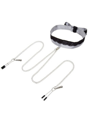 Play Nice Satin Collar & Nipple Clamps